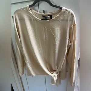 Cream Long Sleeve Women's Top Theory silk blouse shirt S